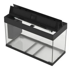 FERPLAST Acquario Dubai 120 Led Bianco Nero -Vendite Cibo per i pesci 20101534 apertura20coperchio